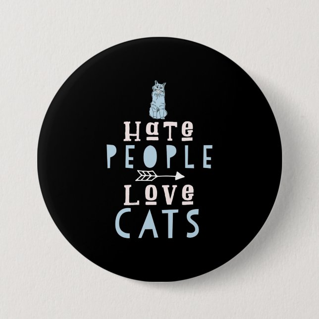 Cat Lover I Love Cats And People 7.5 Cm Round Badge (Front)