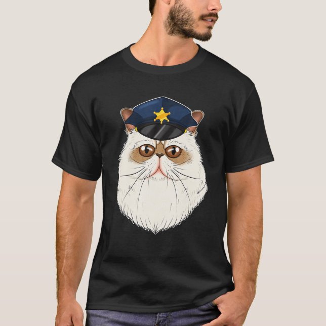 Cat Lover I Police Officer I Police Himalayan Cat T-Shirt (Front)