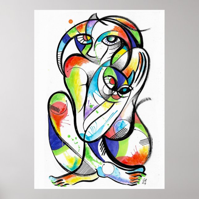 Cat lover ink brush poster (Front)