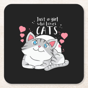 Cat Lover Just A Girl Who Loves Cat Square Paper Coaster