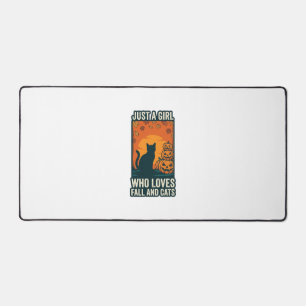 Cat Lover Just A Girl Who Loves Fall And Cats Vint Desk Mat
