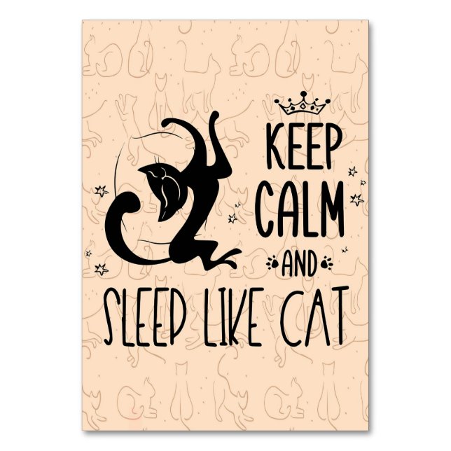 Cat Lover Keep Calm And Sleep Like Cat Table Number (Front)
