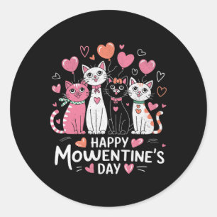 Cat Lover Kitten Happy Valentine Day Men Women Kid Classic Round Sticker