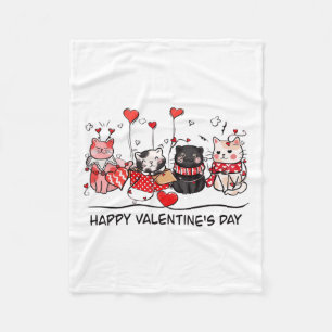 Cat Lover Kitten Happy Valentine Day Men Women Kid Fleece Blanket