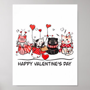 Cat Lover Kitten Happy Valentine Day Men Women Kid Poster