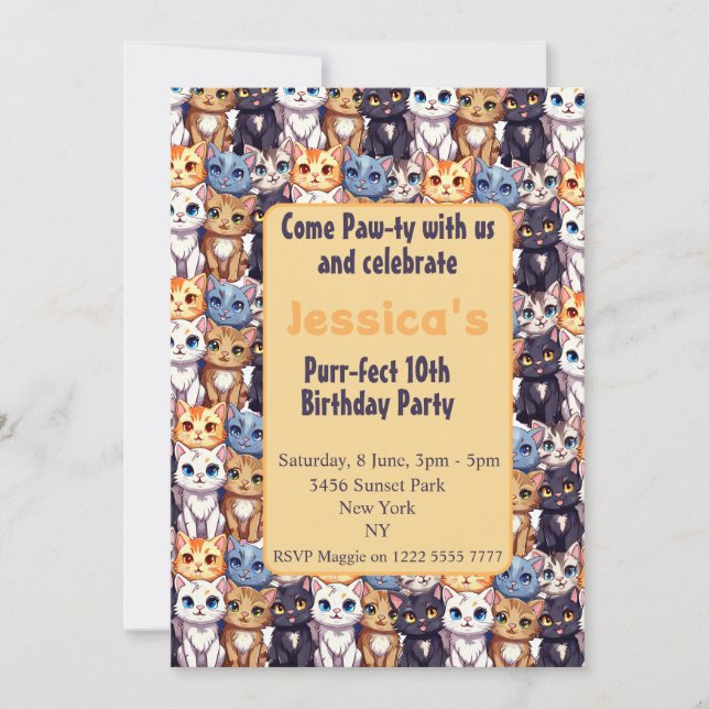 Cat Lover l Come Paw ty with us funny birthday Invitation (Front)