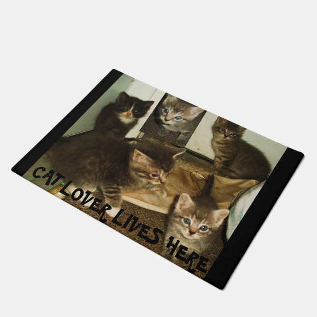 CAT LOVER LIVES HERE  DOORMAT (Angled)