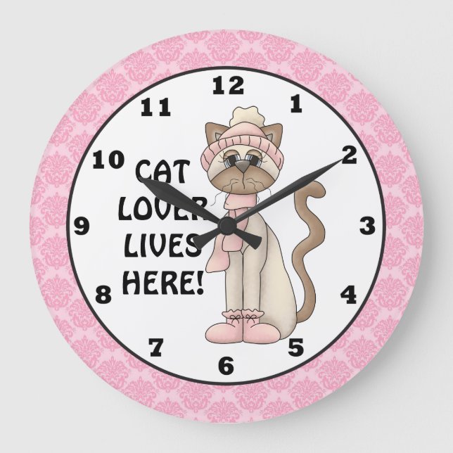 Cat Lover lives here wall clock (Front)