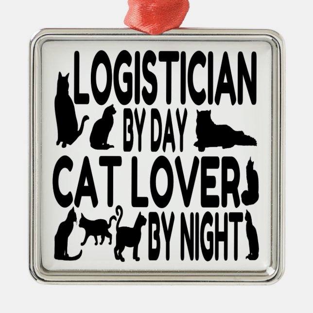 Cat Lover Logistician Metal Tree Decoration (Front)
