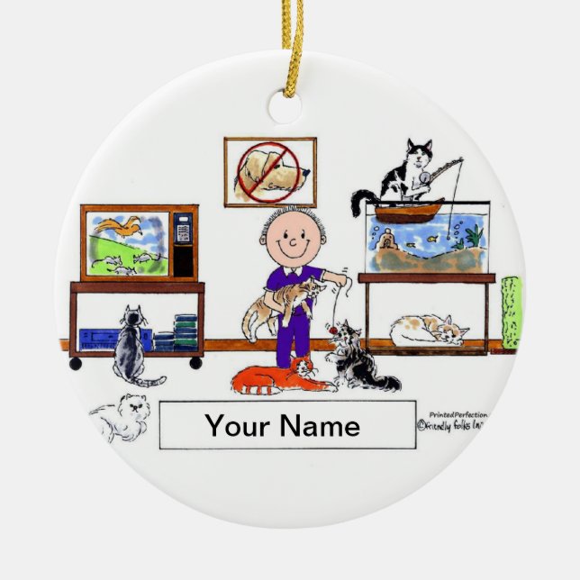 Cat Lover - Male Ceramic Ornament (Front)