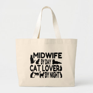 Cat Lover Midwife Large Tote Bag