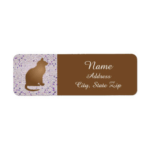 Cat Lover Mosaic Purple Pet Owner Kitty Return Address Label