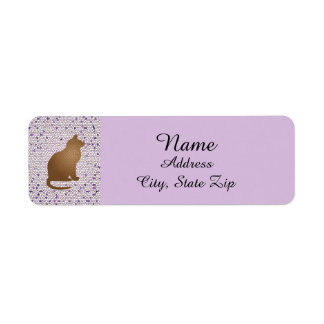 Cat Lover Mosaic Purple Pet Owner Kitty Return Address Label