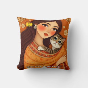 Cat lover Mum Photo orange Cushion