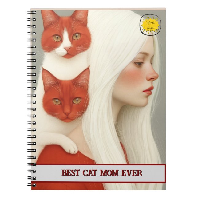 Cat lover Mum Photo  orange Notebook (Front)