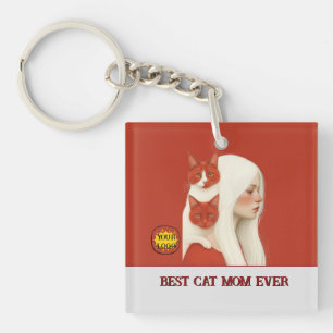 Cat lover Mum Photo  Red Key Ring