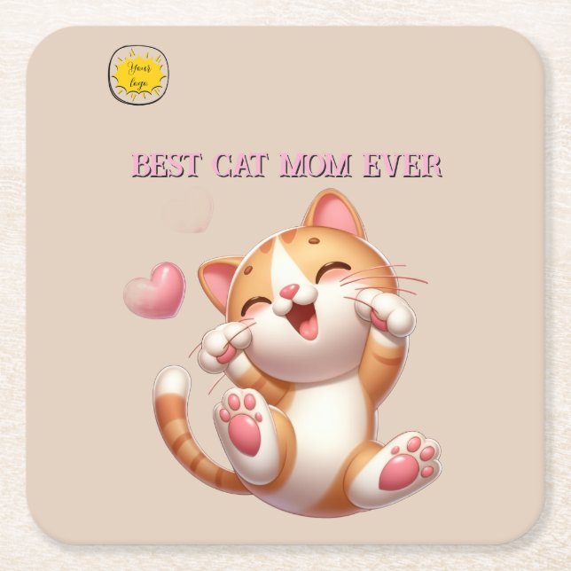 Cat lover Mum Photo  Square Paper Coaster (Front)