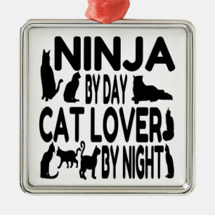 Cat Lover Ninja Metal Tree Decoration