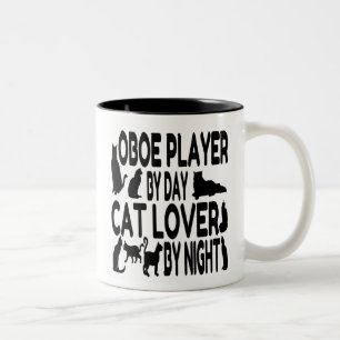 Cat Lover Oboe Player Two-Tone Coffee Mug