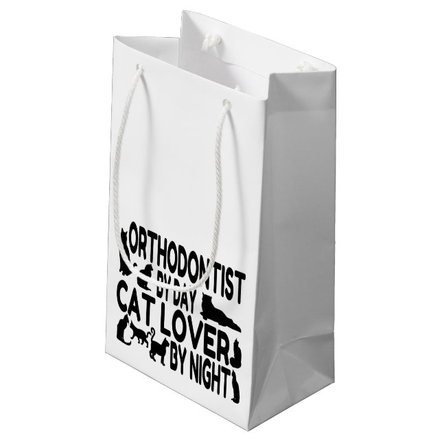 Cat Lover Orthodontist Small Gift Bag (Back Angled)