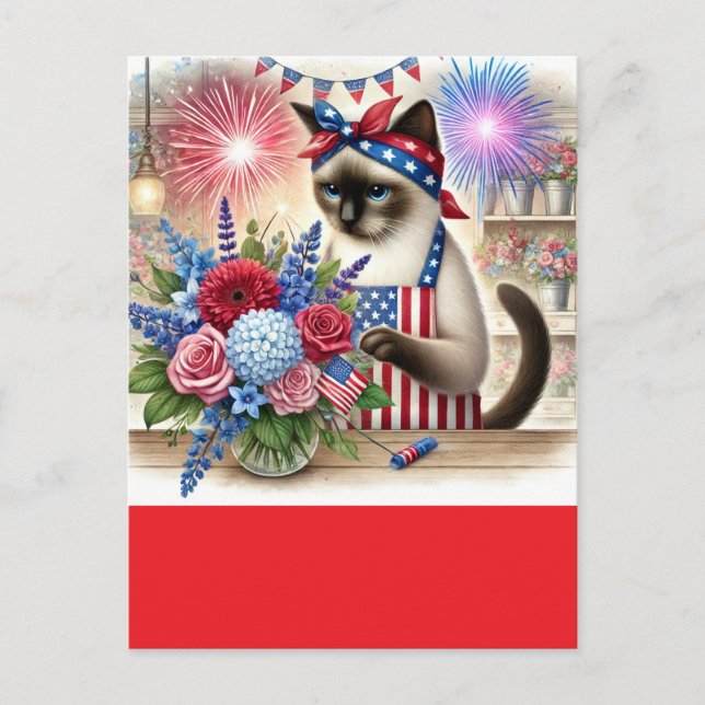 CAT Lover Party 4th July Independence Day  Postcard (Front)