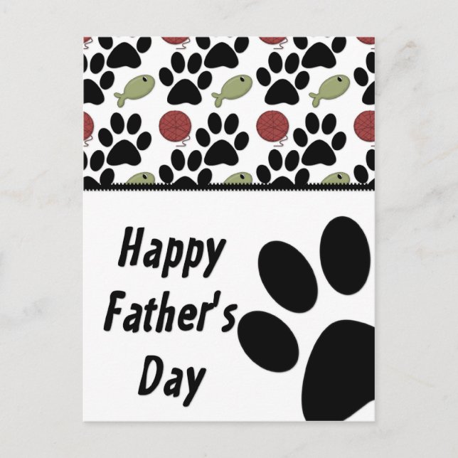 Cat Lover/Paw Print - Happy Father's Day Postcard (Front)