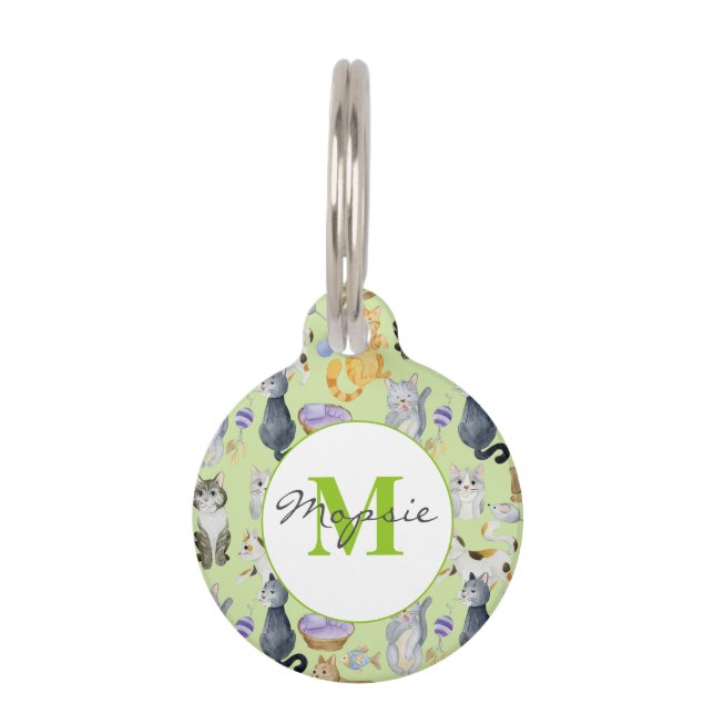 Cat lover personalised pet  pet ID tag (Front)
