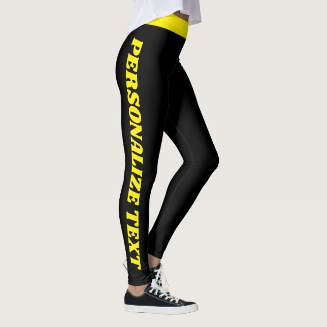 Cat Lover Pet Mum Yellow Black Pattern Custom Made Leggings (Right)