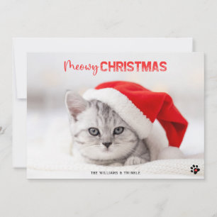 Cat Lover Pet Pawprint Christmas Holiday Card