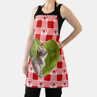 Cat lover Photo Apron Gingham style