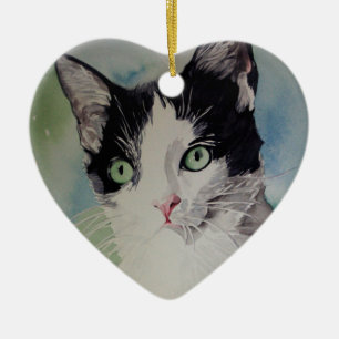 Cat Lover Portrait Fine Art Ceramic Ornament