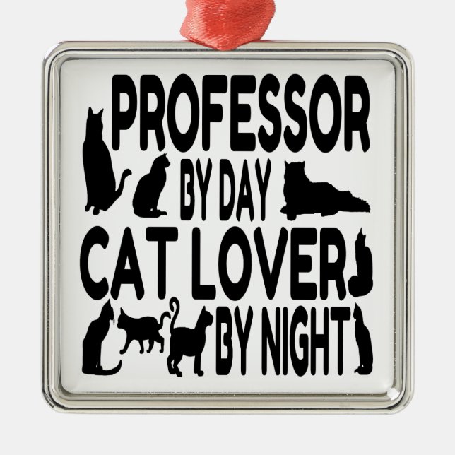 Cat Lover Professor Metal Tree Decoration (Front)