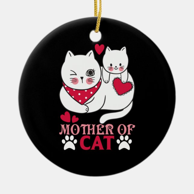 Cat Lover | Proud Mother Of Cat Ceramic Ornament (Front)