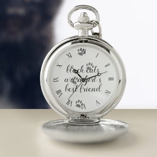 Cat Lover Quote Paw Print Pocket Watch
