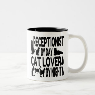 Cat Lover Receptionist Two-Tone Coffee Mug