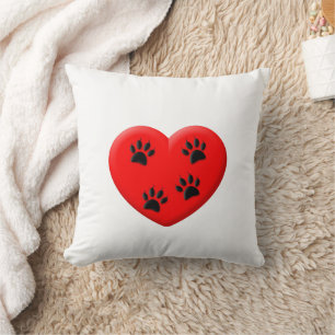 Cat Lover Red Heart And Paws Classic Cushion