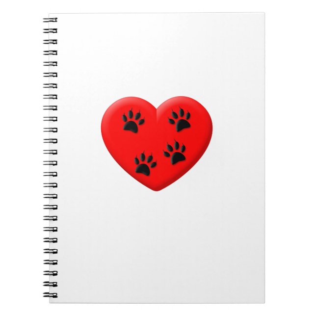 Cat Lover Red Heart And Paws Notebook (Front)