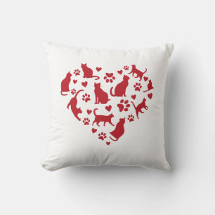 Cat Lover Red Heart of Cats  Cushion