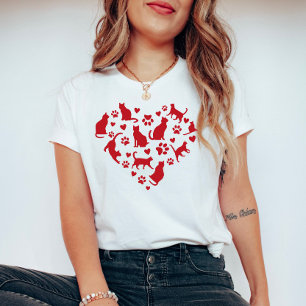 Cat Lover Red Heart of Cats  T-Shirt