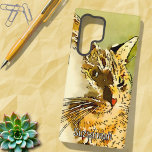 Cat Lover Red Tabby Watercolor Heart Nose Samsung Galaxy Case<br><div class="desc">This design features a watercolor filter close-up photograph of a red tabby cat bathed in side light with a pink heart nose. Personalise or remove the template text or use the edit design tool to select a font style,  size and colour you prefer.</div>
