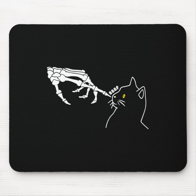 Cat Lover Skeleton Hand Boop Funny Halloween Cat M Mouse Pad (Front)