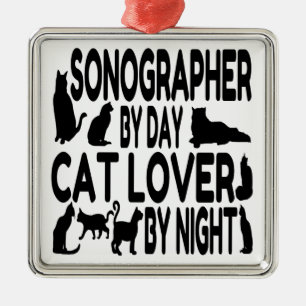 Cat Lover Sonographer Metal Tree Decoration