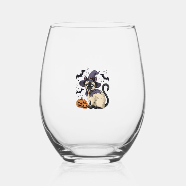 Cat Lover  Stemless Wine Glass (Front)