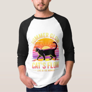 Cat Lover Summer Glow Retro Aesthetic T-Shirt