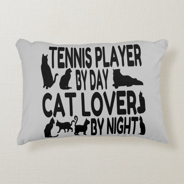 Cat Lover Tennis Player Decorative Cushion (Front)