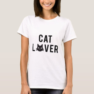 Cat lover text design with black cat face T-Shirt