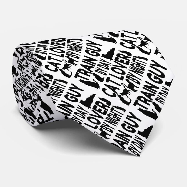 Cat Lover Train Guy Tie (Rolled)