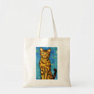 Cat Lover Van Gogh Style Starry Night Tote Bag