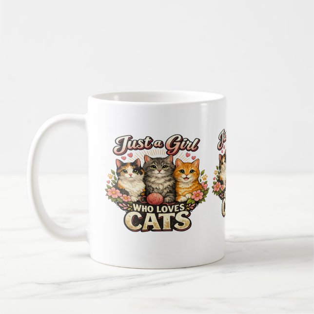 Cat Lover Vibes – Cute Cat Design Coffee Mug (Left)