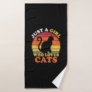 Cat Lover Vintage Just A Girl Who Loves Cats Bath Towel